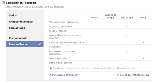 Configurando privacidad Facebook