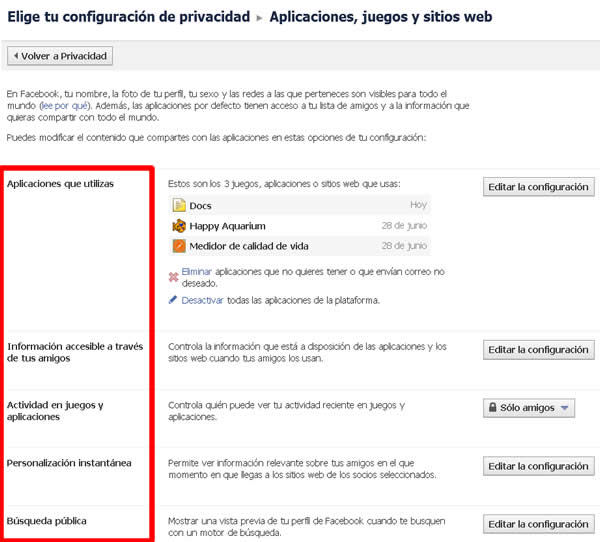 Configurando privacidad Facebook