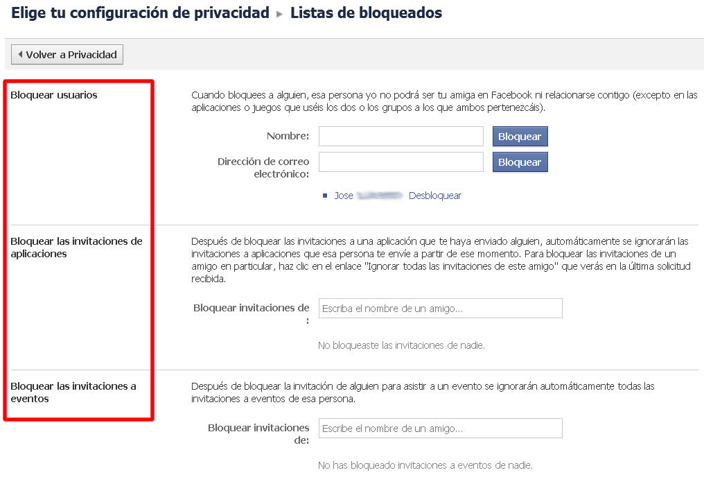 Configurando privacidad Facebook