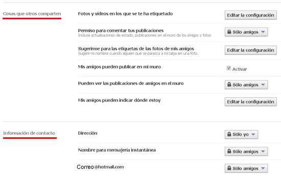 Configurando privacidad Facebook