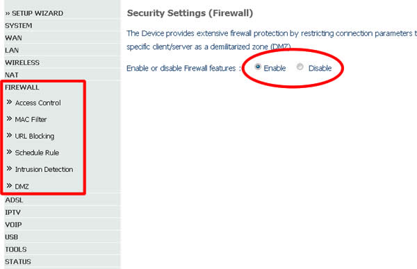 Configurando firewall del router