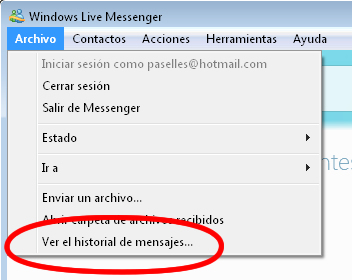 Ver historial Messenger