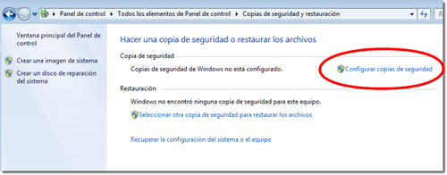 Copia seguridad Windows 7