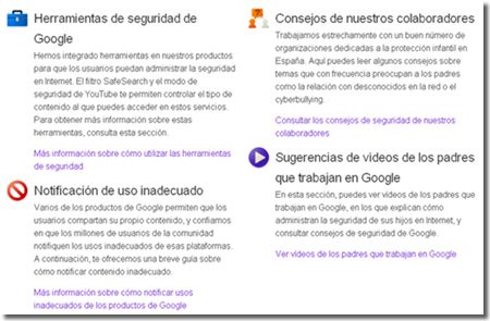 Google y su centro de seguridad familiar