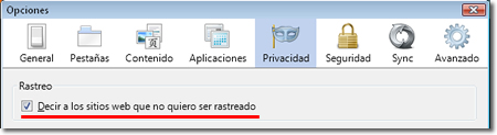 Sin rastreo de Firefox