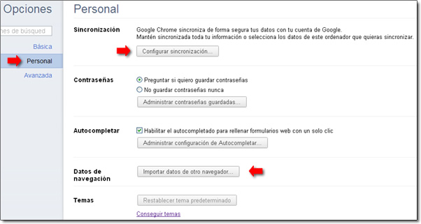 Sincroniza marcadores en Chrome