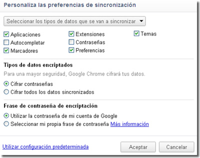 Sincroniza marcadores en Chrome