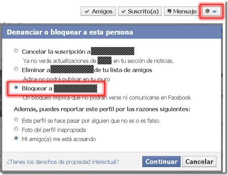 Bloquear amigo en Facebook