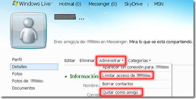 Bloquear amigo en Messenger