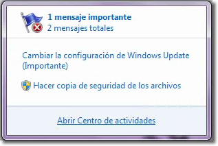Centro de actividades de Windows 7