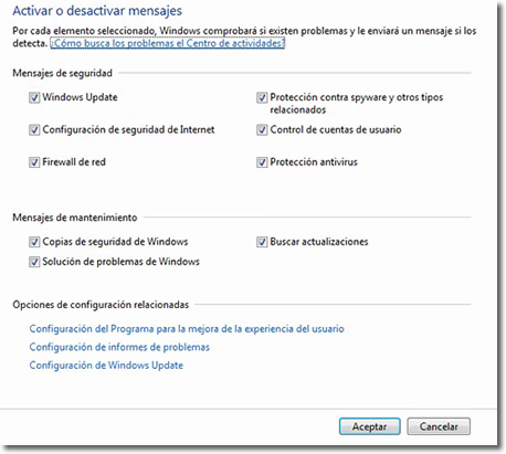 Centro de actividades de Windows 7