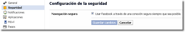 El uso de HTTPS en Facebook