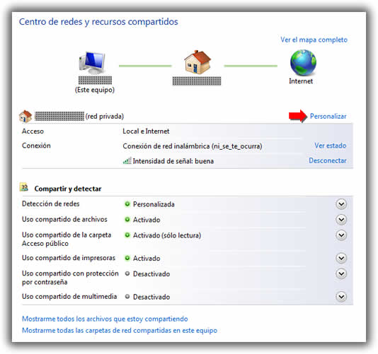 Red pública o red privada en la configuración de Windows