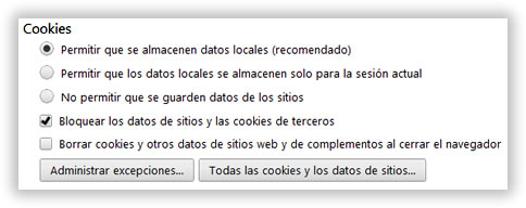 Elimina cookies periódicamente