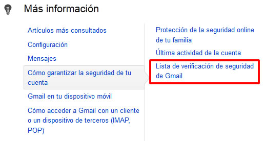 Lista de verificación de seguridad de Gmail