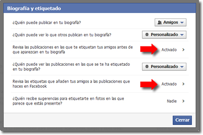 Etiquetas sin permiso en facebook