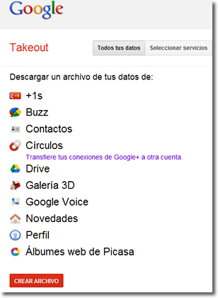 Takeout de Google