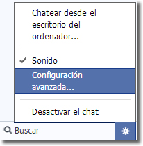 configuración avanzada en el chat de Facebook