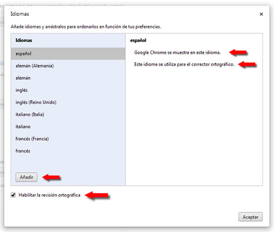 Corrector ortográfico Chrome