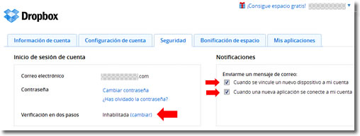 Seguridad en Dropbox