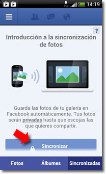 Facebook, smartphones y Photo Sync