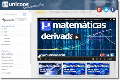 Unicoos, tus clases en YouTube