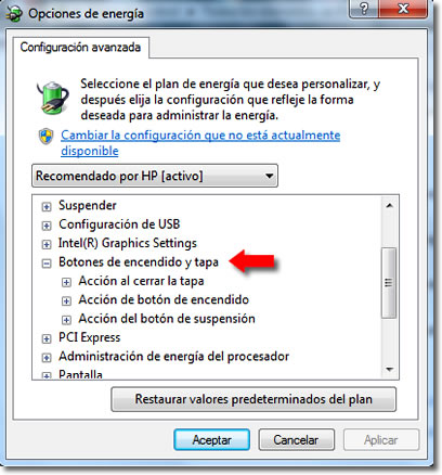 Configurar apagado en Windows