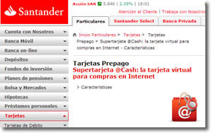 Tarjeta online Banco Santanter