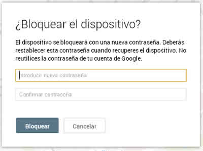 Bloqueo remoto con contraseña para los Android