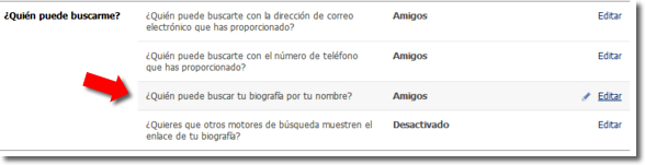 Facebook ¿Quién puede buscarte por tu nombre?