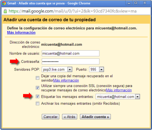 Cómo recibir otras cuentas de correo en mi Gmail