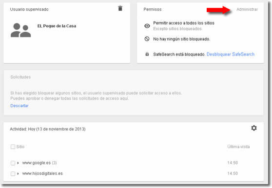 Chrome permite crear usuarios supervisados para niños