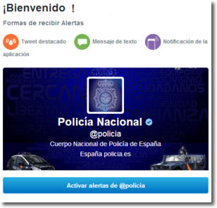 alertas de Twitter y la @policia