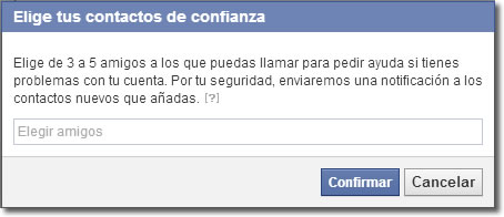 Configura los contactos de confianza de Facebook