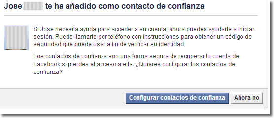 Configura los contactos de confianza de Facebook