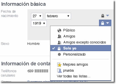 Ocultar la edad en los cumpleaños de Facebook