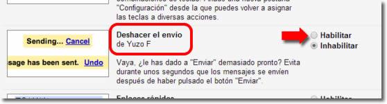 Gmail permite deshacer envíos
