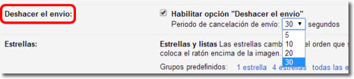 Gmail permite deshacer envíos