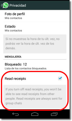 Whatsapp desactiva el doble check azul