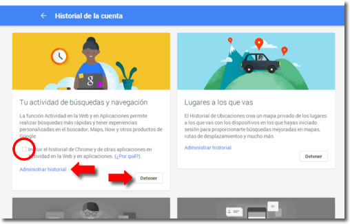 Configurar que Google no guarde nuestra actividad en la web