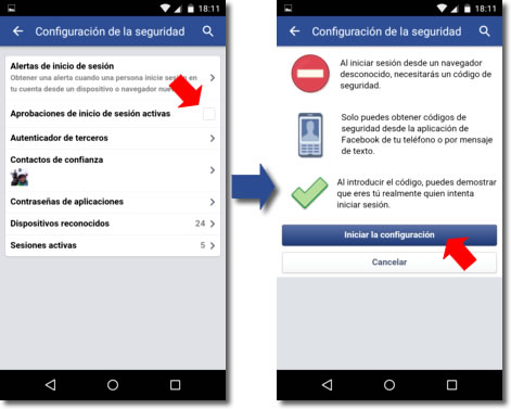 Facebook y la aprobación de inicio de sesión