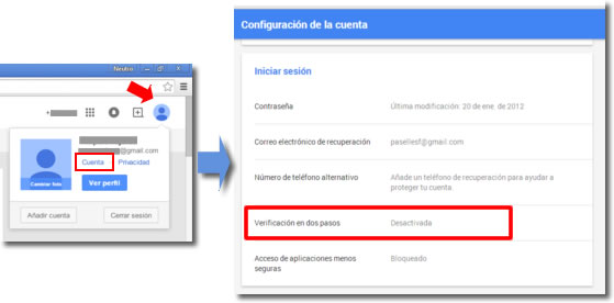 La verificación en dos pasos de Google