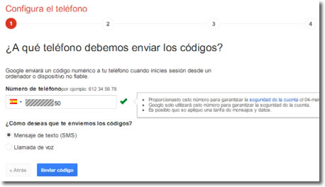 La verificación en dos pasos de Google