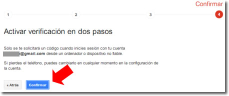 La verificación en dos pasos de Google