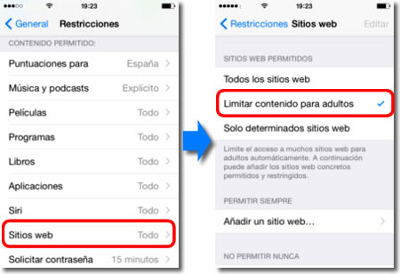 El control parental en el iPhone