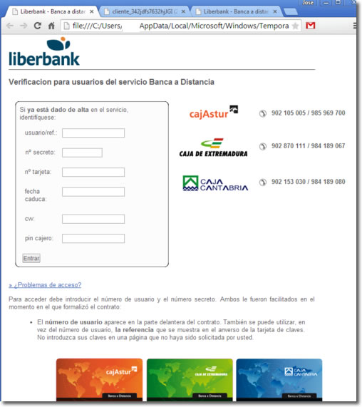 Correo electrónico haciéndose pasar por Liberbank