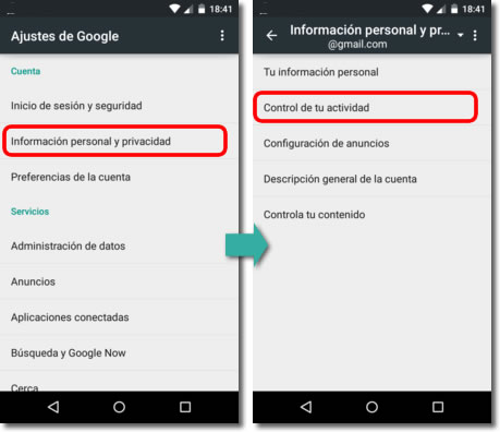 Comprueba si queda guardado en Google todo lo que haces con tu Android