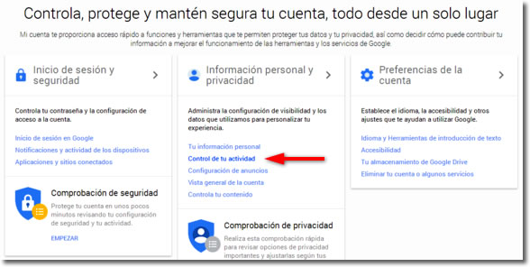 Comprueba si queda guardado en Google todo lo que haces con tu Android