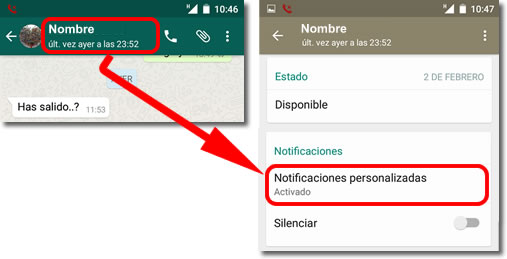 Las notificaciones personalizadas de whatsapp