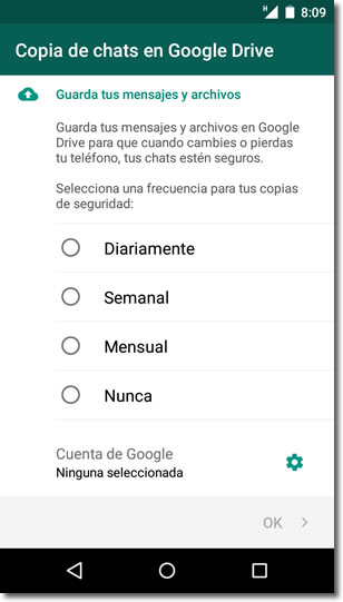 Las copias de seguridad de Whatsapp ahora también en Google Drive
